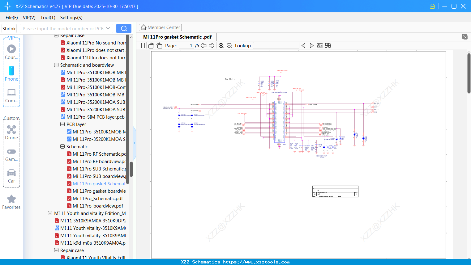Xiaomi Mi 11Pro Gasket Schematic